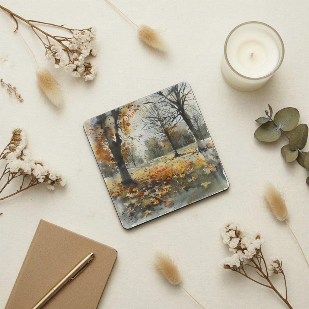 Sous-verre en neoprene - Promenade d'Automne